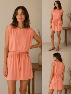 PATRIZIA PEPE CORAL PEACH MINI DRESS SIZE XS ITALY CHIC CASUAL